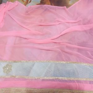 New Pretty Pink Stylish Saree With Blouse