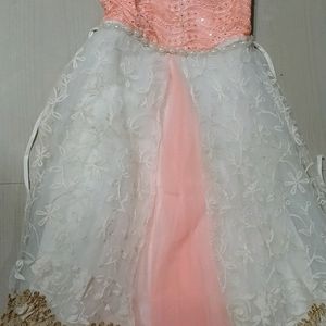 EMBROIDERY NET FROCK FLARED GOWN FOR GIRLS