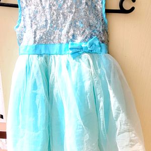 Turquoise Blue Sleeveless Sequin Girl Party Dress