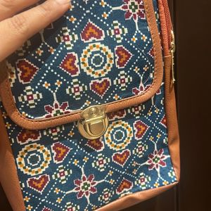 Teal Printed Sling Bag