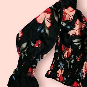 (New) Black Floral Top