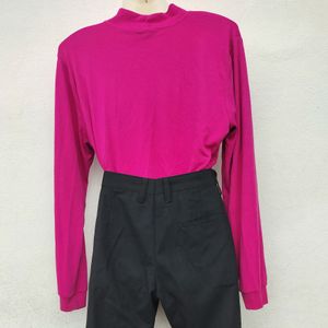 Pink Turtle Neck Full Sleeves Top