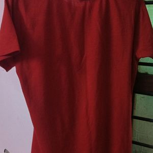 Red Cotton Regular Tshirt