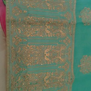 Beautiful Sea Green Kurta W/ Golden Hand Embroider