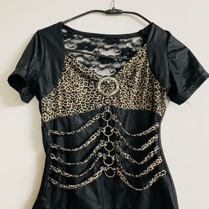 Black Cheetah Print Top