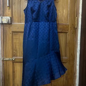 Blue flared midi dress