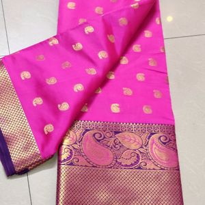 New Saree With Attached Blouse Piece