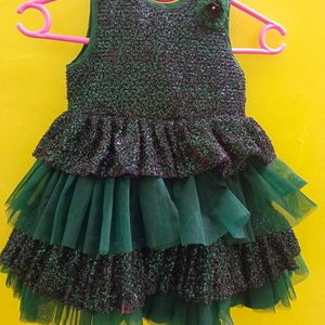 Kids Fluffy Green Gown