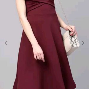 Athena Burgundy Off Shoulder Dress