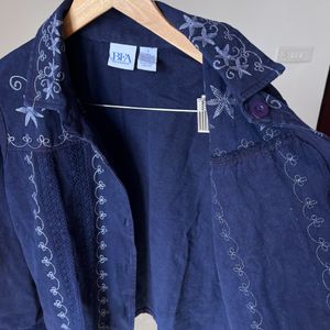 Navy Blue denim embroidered  jacket