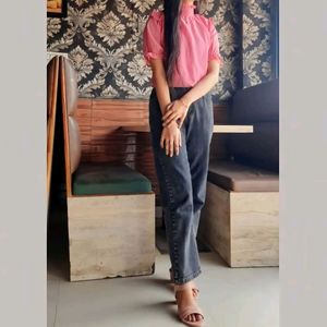 High Neck Beautiful Pink Top For College