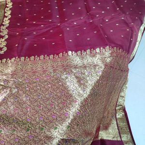 Pure Kanchi Pattu Silk Maroon Saree