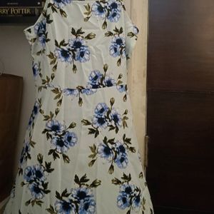 Green And Blue Floral Crepe Dress