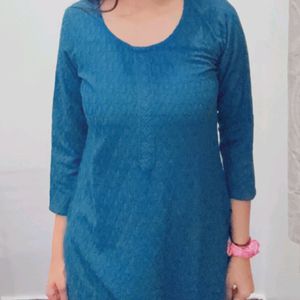 Blue Chikankari Kurti