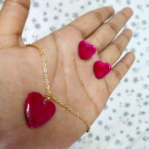 Pink Heart Locket With Studs