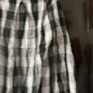 Black and white check Long skirt