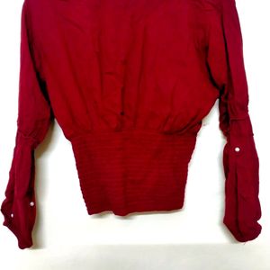 🎉OFFER🎶 Red Full Sleeves Pearl Top🎶