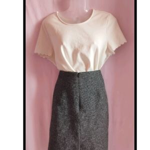 Grey Knee Length Skirt