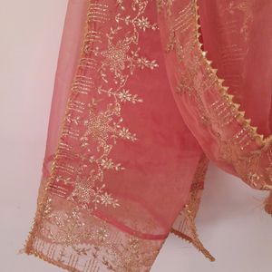 Peach Embroidered Dupatta (Women's)