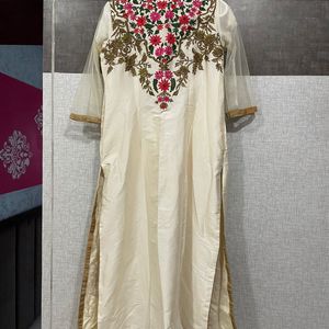 Ivory Dress Wid Multi Handwork