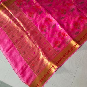 Cotton Blend Pattu Border Saree