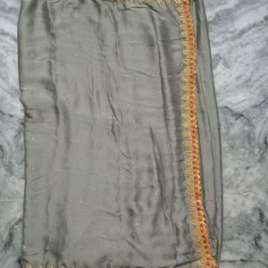 Grey Work Saree