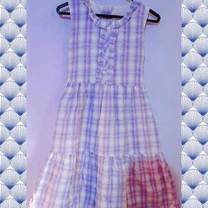 Cute Lavender Check Print Fit & Flare Dress💜