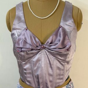 Pinteresty Lavender Boned Corset Top