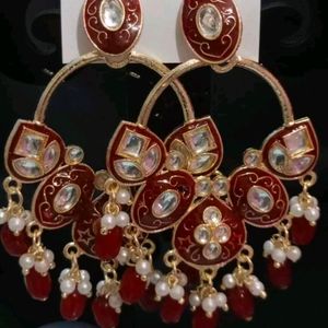 Chand Bali Maroon Earrings