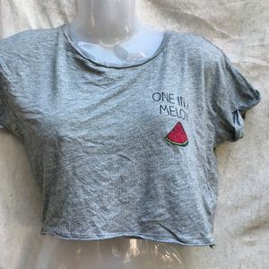 CUTE MINI GREY CROP TOP