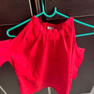 Red Cold Shoulder Top