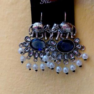 Antique Earrings With Blue Stone