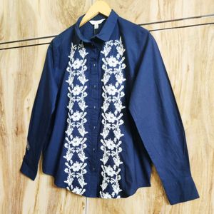 Black Embroidery Work Cotton Shirt Size-40-42