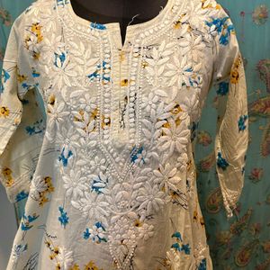 Flowered Printed Chikankari Kurti