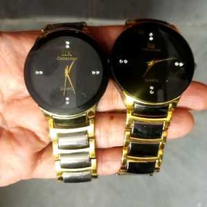 Men's watches golden and two tone pack of tw