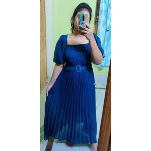 Teal Blue Belted Dress