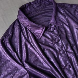 New Premium Satin Purple Box Print Shirt