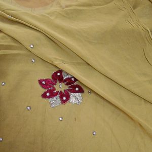 Half -2  Brown Golden Saree With Blouse