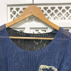 Crochet Blue & Black Top