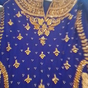 Royal Blue Partywear Gherdaar Gown