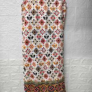 Printed White A Line Kurta For Small Size Women