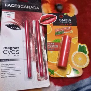 Combo Faces Canada Magnetic Eyes Kajal &Lipbalm