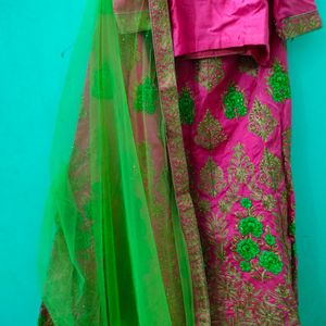 Pink Green Lehenga