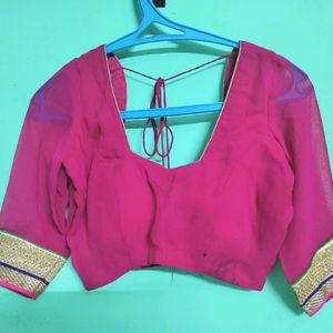 Georgette Saree And Blouse With Embroidery