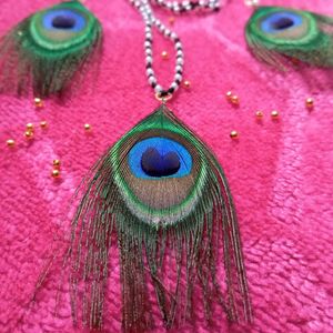 🦚Real Peacock Feathers Jewelry Set🍁🎀