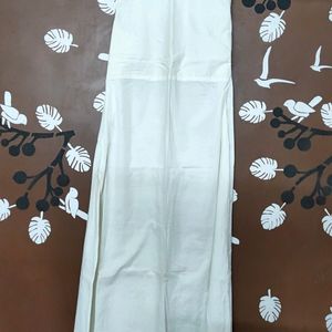 White Sleeveless Gown With Mustard Yellow Shurg