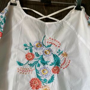 Back Cut Embroidery Top