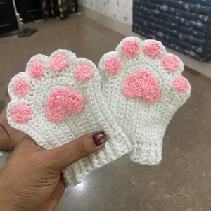 Crochet Catpaw Fingerless Gloves