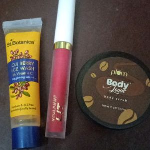 Combo Offer Myglamm Lipstick,Facewash & Body Scrub