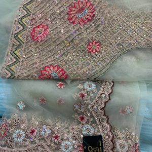 Brand New Embroidery Work Saree In 5 Colour